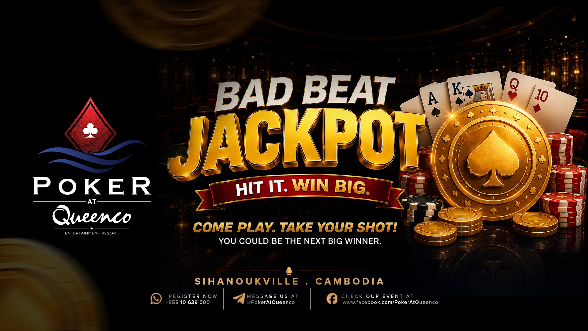 Bad Beat Jackpot promotion at Poker at Queenco