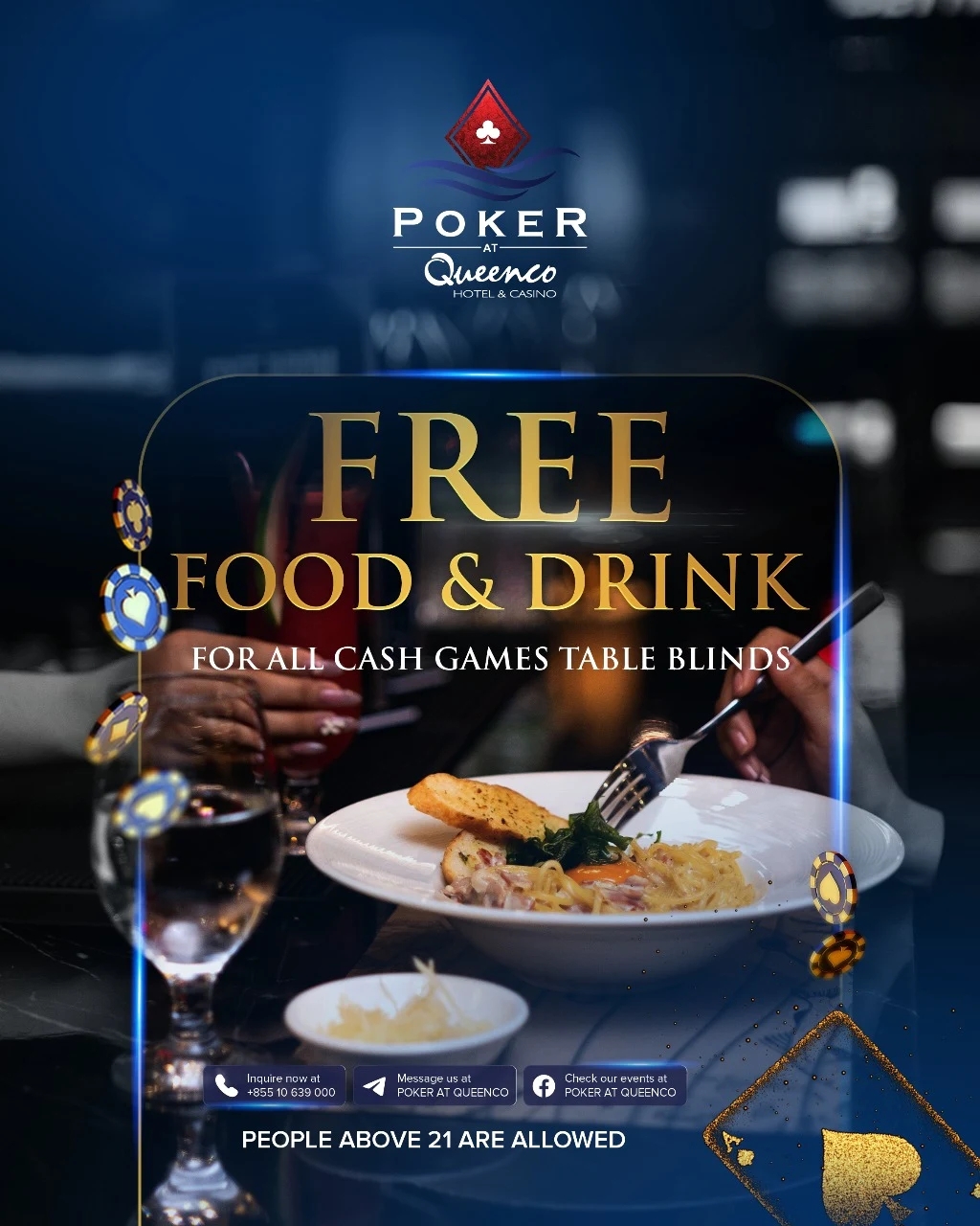 Free food and drinks poker players